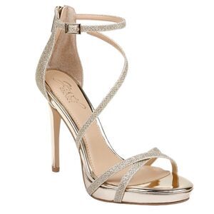 Jewel Badgley Mischka Galen Platform Glitter Evening Shoe in Gold